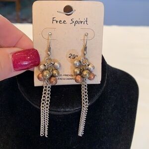 💐5/25 free spirit long silver chain dangle drop